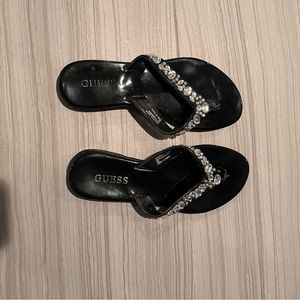 Guess Black Sandals with Silver Accents